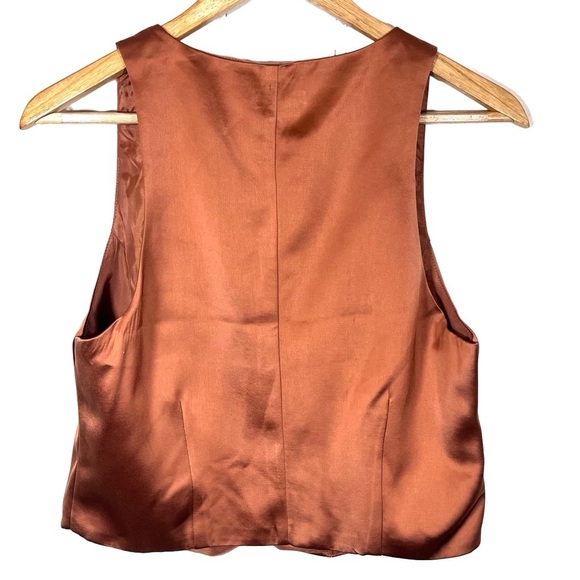 NWOT Jason Wu Rust/Burnt Orange Button Down V Neck  Satin Vest Size Large - Picture 4 of 6